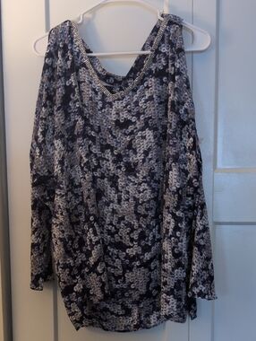Juicy Couture Blue And Silver Cold Shoulder Top